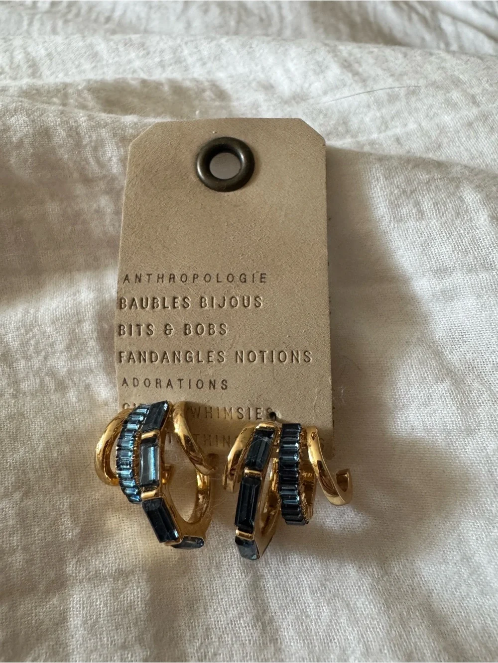 NWT Anthropologie Crystal Multi-Hoop Huggie Earrings Sapphire